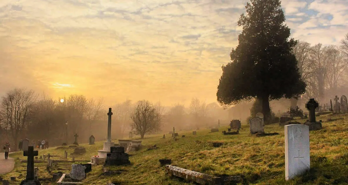 few-are-saved Graveyard at sunset